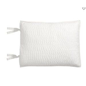 POTTERY BARN White Pick-Stitch Handcrafted Cotton/Linen Quilted Standard Sham